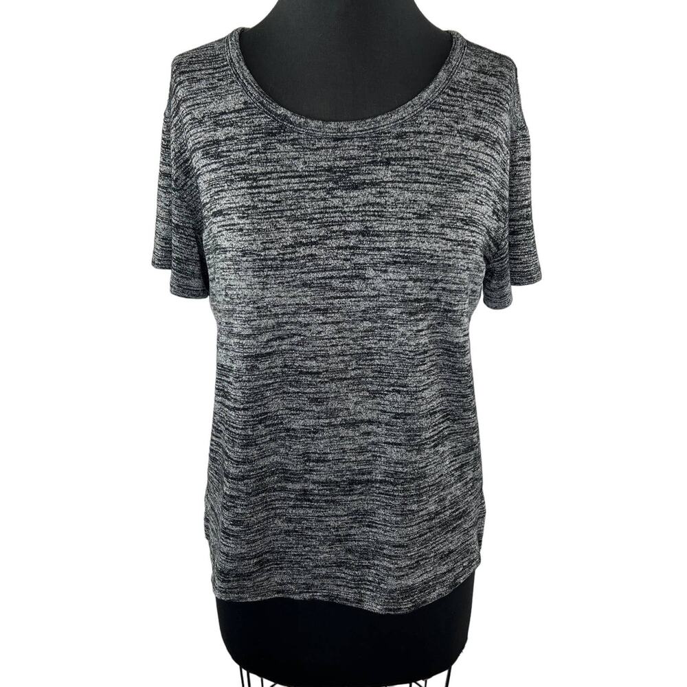 Wilfred Free Heathered Black Gray Short Sleeve Round Neck Casual T-Shirt Size S